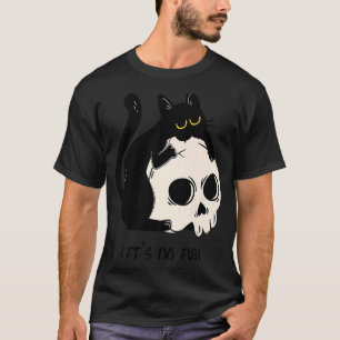 Cute Black Cat Skull Lets Do Evil Dark Magic Kitte T-Shirt