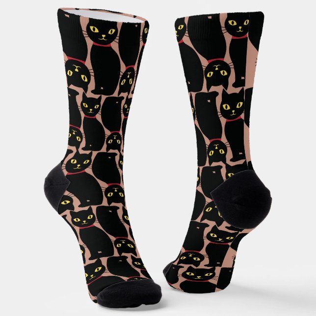 Cute Black Cat Socks Gift for Black Cat Lovers  (Angled)