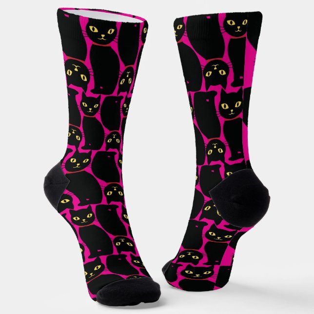 Cute Black Cat Socks Gift for Black Cat Lovers  (Angled)