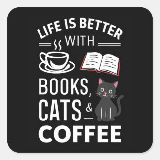 Cute black cat  square sticker