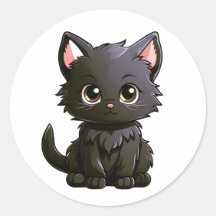 Cute black cat sticker