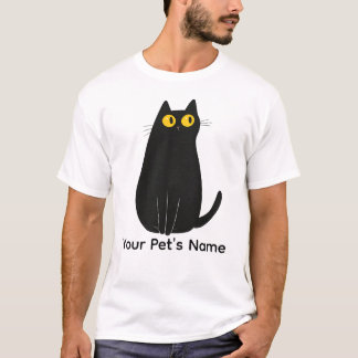 Cute Black Cat T-Shirt – Cartoon Cat Lover Tee