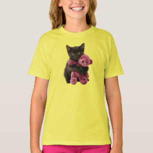 Cute Black Cat Teddy Bear Kids' T-Shirt