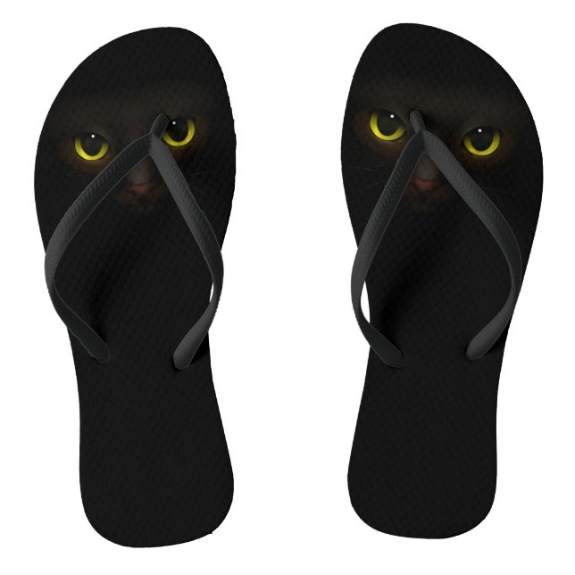 Cute Black Cat Thongs (Footbed)