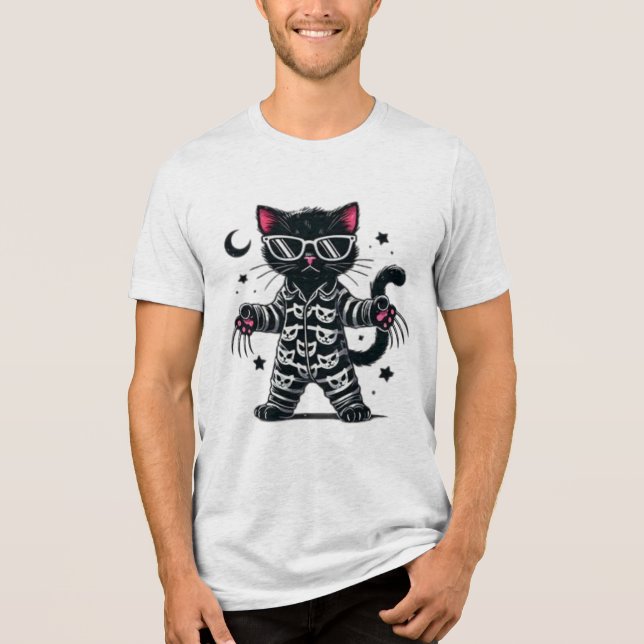 Cute Black Cat Tri-Blend Shirt (Front)