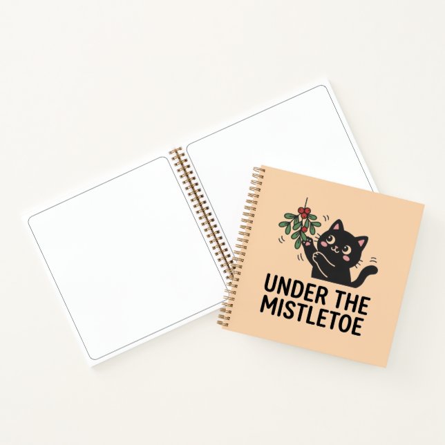 Cute Black Cat Under Mistletoe Christmas Planner Notebook (Inside)