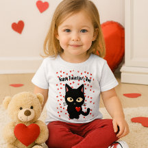 Cute Black Cat Valentine's Day Holiday Hearts