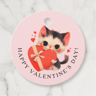 Cute Black Cat Vintage Cat Valentine’s Day Favour Tags