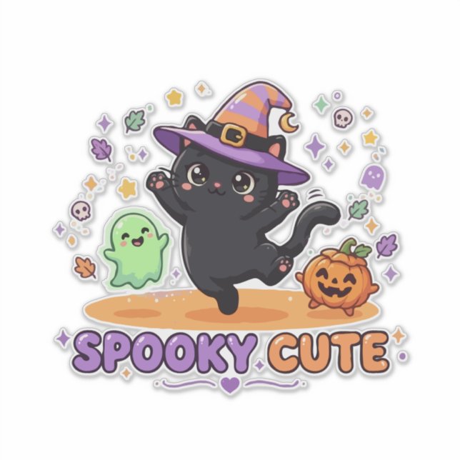Cute Black Cat Witch Halloween (Front)