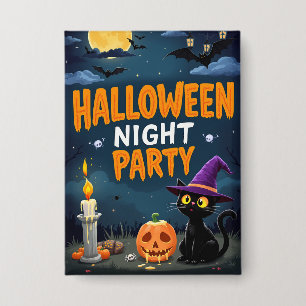 Cute Black Cat Witch Halloween Night Party