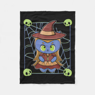 Cute Black Cat Witch Hat And Magic Esoteric For Fleece Blanket