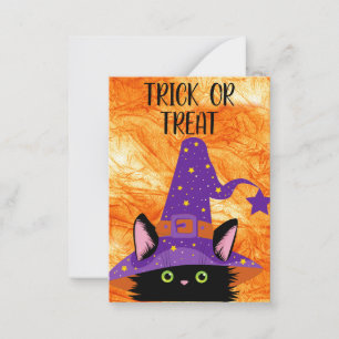 Cute Black Cat Witch Hat Halloween Classroom    Card