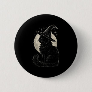 Cute Black Cat Witch Hat Moon Retro Coquette Boho 6 Cm Round Badge