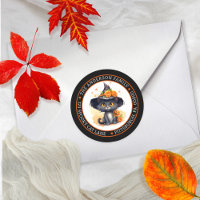 Cute Black Cat | Witches Hat Circle Return Address
