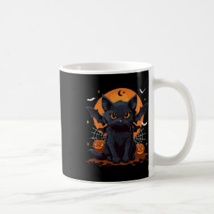 Cute Black Cat With Bat Wings Pumpkin Women Men Ha Coffee Mug