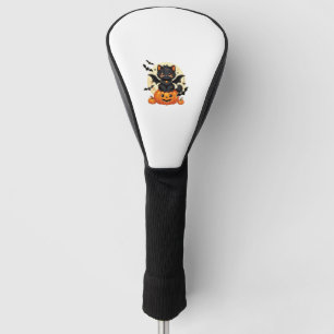 Cute Black Cat With Bat Wings Pumpkin Women Men Ha Golf Head Cover