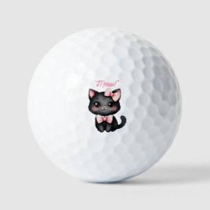 Cute Black Cat with Bow for Halloween Decoration Golf Balls