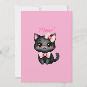 Cute Black Cat with Bow for Halloween Decoration Holiday Card