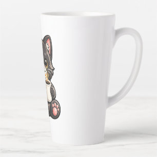 Cute Black Cat with Coffee Latte Mug