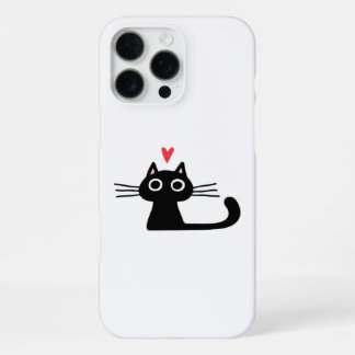 Cute Black Cat with Heart  Kitten Valentine Classi iPhone 16 Pro Max Case