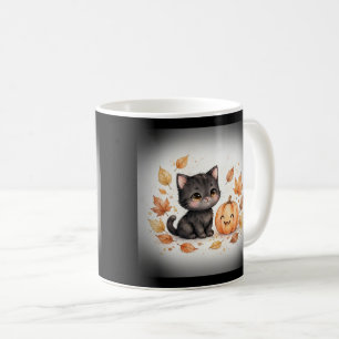 Cute Black Cat with Pumpkin Halloween Coffee Mug