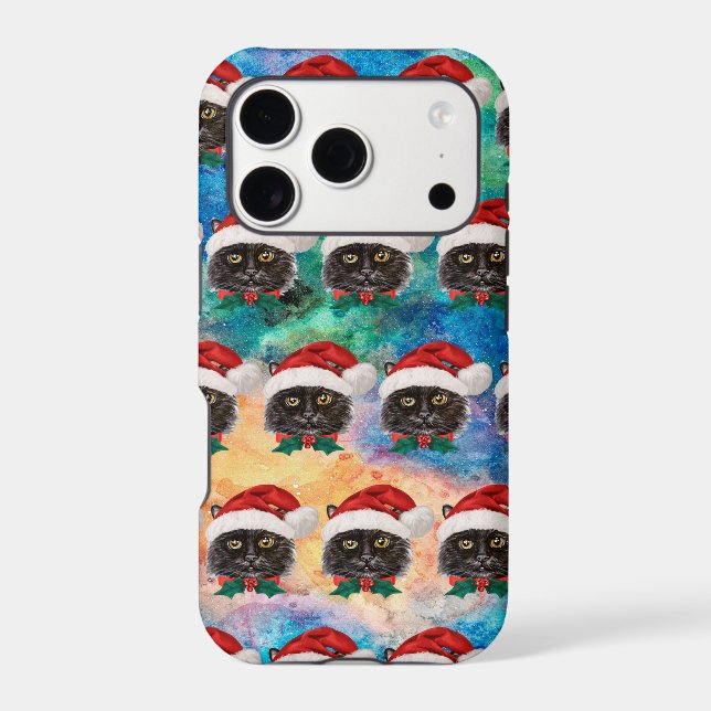Cute Black Cat with Santa Hat Pattern (Back)