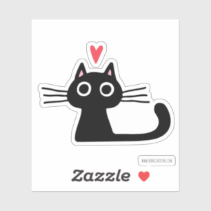 Cute Black Cat with Valentine Heart