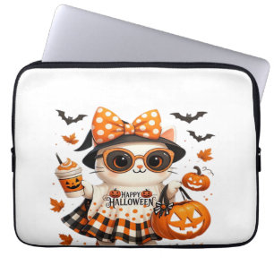 Cute Black Cat with Witch Hat � Kawaii Halloween A Laptop Sleeve
