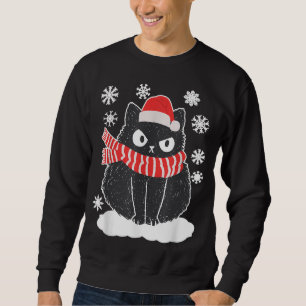 Cute black Cat Xmas Christmas Snowflake cat Pajama Sweatshirt