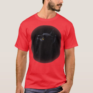 Cute Black Cat Yellow Eyes Shadowed Moon Cat T-Shirt