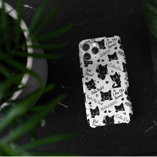Cute Black Cats and Sayings Pattern iPhone 16 Pro Max Case