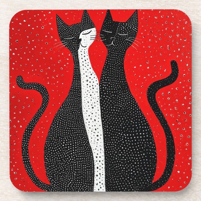 Cute black cats coaster (Front)