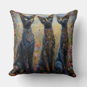 Cute black cats cushion
