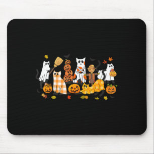 Cute Black Cats Ghost Halloween Pumpkin Cat Lover Mouse Pad