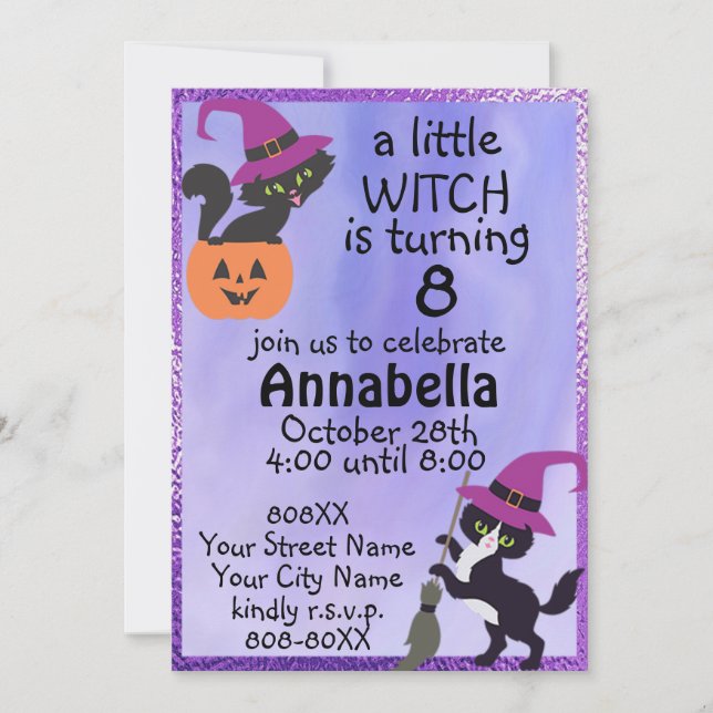 Cute Black Cats Halloween Birthday Party Invitation (Front)