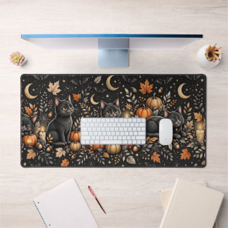 Cute Black Cats Halloween Desk Mat