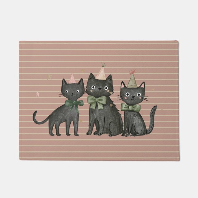 Cute Black Cats Halloween  Doormat (Front)