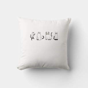 Cute Black Cats in Ghost Costume Women and Men Hal Cushion
