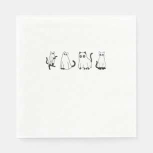 Cute Black Cats in Ghost Costume Women and Men Hal Napkin