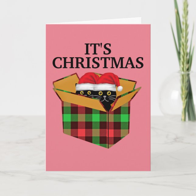 CUTE BLACK CATS KITTENS CHRISTMAS CARD (Front)