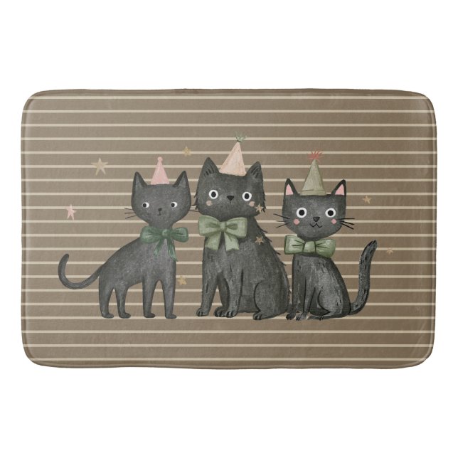 Cute Black Cats Neutral Bath Mat (Front)