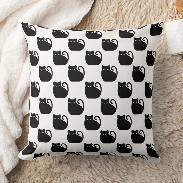 Cute Black Cats Pattern Cushion (Blanket)