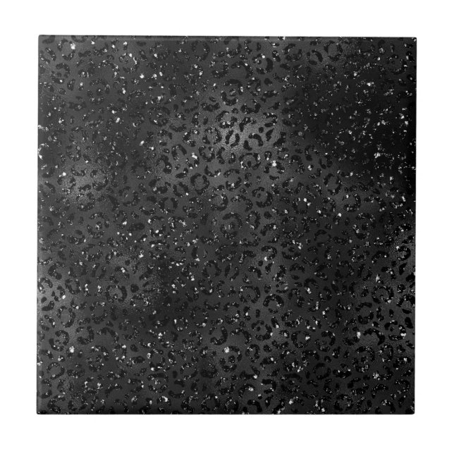 Cute Black Cheetah Leopard Skin Print Animal Ceramic Tile (Front)