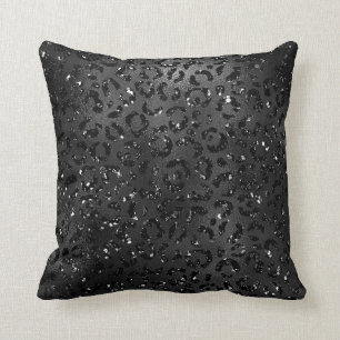Cute Black Cheetah Leopard Skin Print Animal Cushion