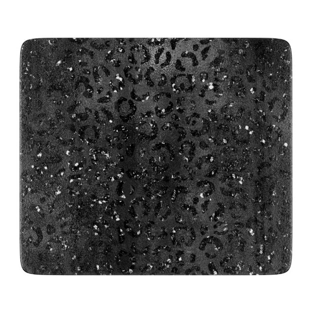 Cute Black Cheetah Leopard Skin Print Animal Cutting Board (Front)