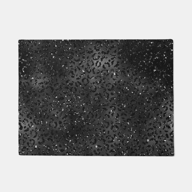 Cute Black Cheetah Leopard Skin Print Animal Doormat (Front)