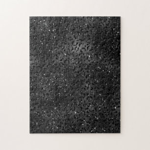 Cute Black Cheetah Leopard Skin Print Animal Jigsaw Puzzle