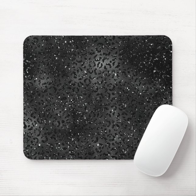 Cute Black Cheetah Leopard Skin Print Animal Mouse Pad (With Mouse)