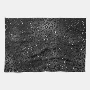 Cute Black Cheetah Leopard Skin Print Animal Tea Towel