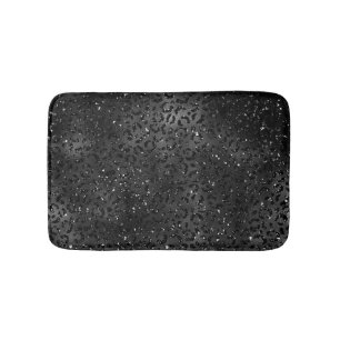 Cute Black Cheetah Leopard Skin Print Pattern Bath Mat